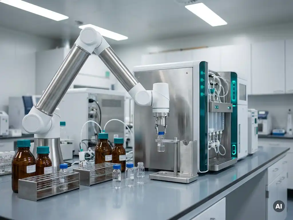 What is the difference between robotics and automation in a laboratory?